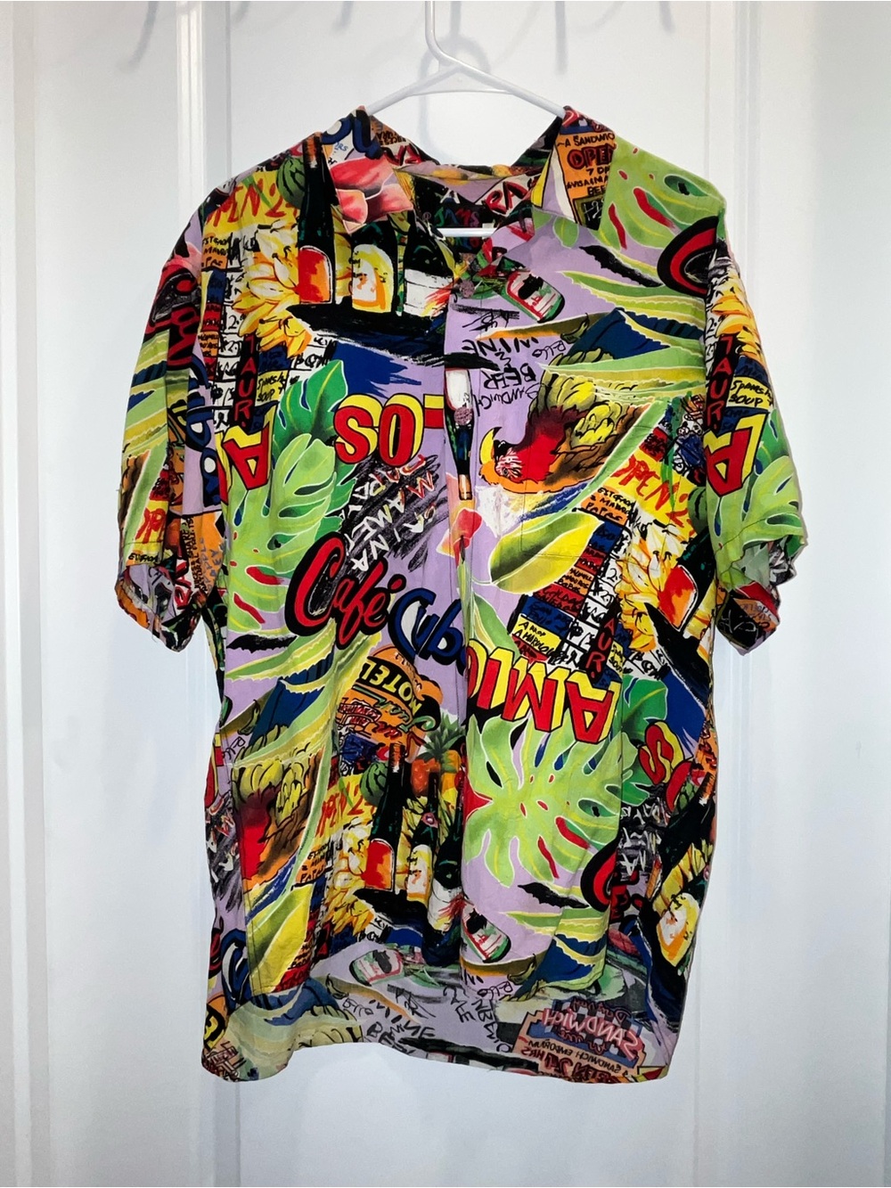 Jams World Vintage Cafe Food Wine Beer Amigo Cuba Hawaiian Shirt Mens L